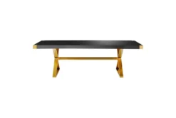 Adeline Black Lacquer 95" Dining Table -Home Furniture 304675 black wood dining table front 03