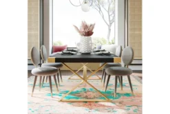 Adeline Black Lacquer 95" Dining Table -Home Furniture 304675 black wood dining table room 85