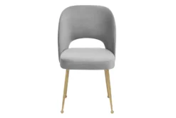 Shirley Light Grey Velvet Dining Chair -Home Furniture 304676 grey fabric dining chair front 02