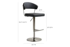 Cam Black On Black Adjustable Steel Barstool -Home Furniture 304768 black fabric bar stool detail 50