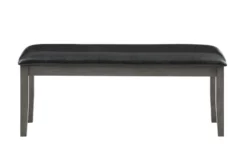 Malabar 48" Dark Grey Faux Leather Bench -Home Furniture 304902 wood front 02