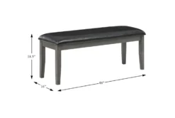 Malabar 48" Dark Grey Faux Leather Bench -Home Furniture 304902 grey wood dining bench detail 44