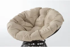 Soleil Cream Swivel Papasan Chair With Brown Wicker Frame -Home Furniture 304952 beige polyester accent chair detail 45