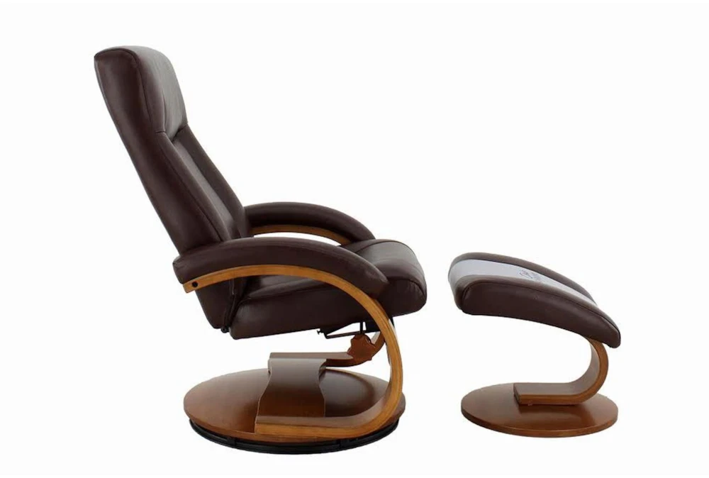 Boden Brown Faux Leather Reclining Swivel Chair And Ottoman 2 Boden Brown Faux Leather Reclining Swivel Chair And Ottoman - Image 2