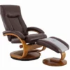 Boden Brown Faux Leather Reclining Swivel Chair And Ottoman