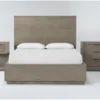 Pierce Natural Queen Panel 3 Piece Bedroom Set With 1-Drawer Nightstand + 3-Drawer Nightstand