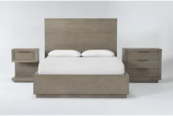 Pierce Natural Queen Panel 3 Piece Bedroom Set With 1-Drawer Nightstand + 3-Drawer Nightstand