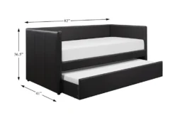 Woodwell Black Leather Twin Daybed With Trundle -Home Furniture 305479 black fabric daybed detail 44