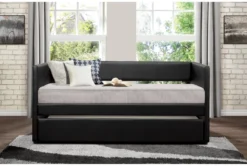 Woodwell Black Leather Twin Daybed With Trundle -Home Furniture 305479 black fabric daybed room 85