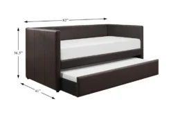 Woodwell Brown Leather Twin Daybed With Trundle -Home Furniture 305482 brown fabric daybed detail 44