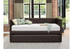 Woodwell Brown Leather Twin Daybed With Trundle -Home Furniture 305482 brown fabric daybed room 85