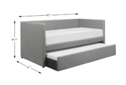 Woodwell Grey Leather Twin Daybed With Trundle 8 Woodwell Grey Leather Twin Daybed With Trundle -Home Furniture 305485 grey fabric daybed detail 44