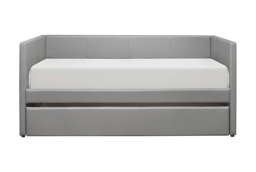Woodwell Grey Leather Twin Daybed With Trundle 2 Woodwell Grey Leather Twin Daybed With Trundle - Image 2
