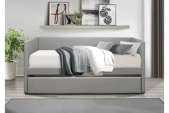 Woodwell Grey Leather Twin Daybed With Trundle 10 Woodwell Grey Leather Twin Daybed With Trundle -Home Furniture 305485 grey fabric daybed room 85