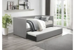 Woodwell Grey Leather Twin Daybed With Trundle 11 Woodwell Grey Leather Twin Daybed With Trundle -Home Furniture 305485 grey fabric daybed room 86
