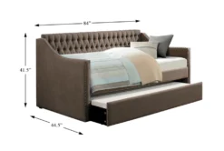 Luxe Brown Twin Upholstered Daybed With Trundle 8 Luxe Brown Twin Upholstered Daybed With Trundle -Home Furniture 305498 brown fabric daybed detail 44