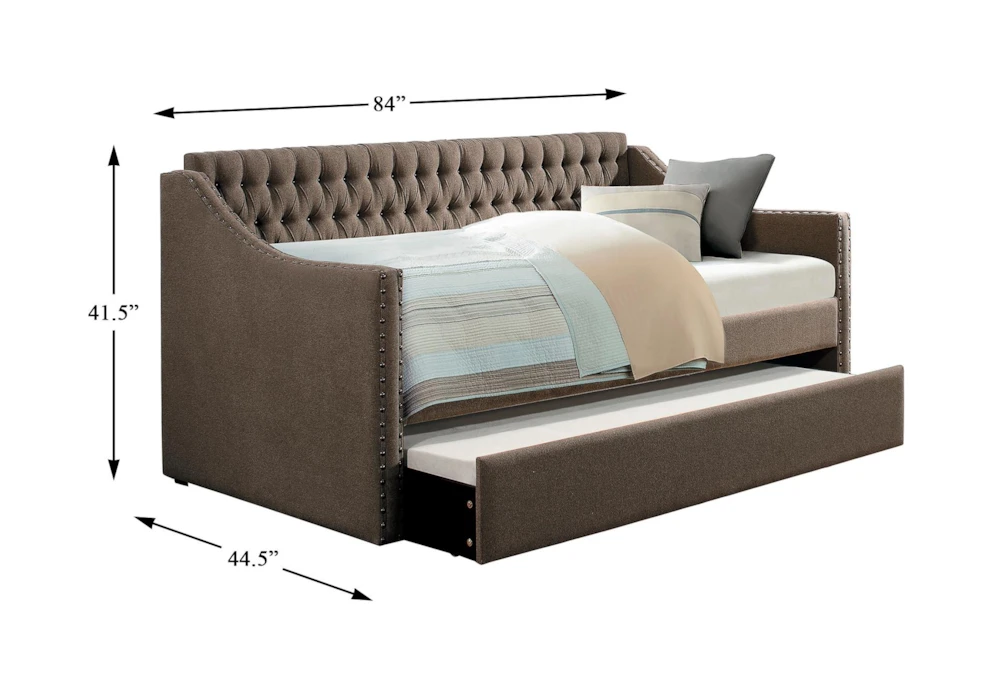 Luxe Brown Twin Upholstered Daybed With Trundle 3 Luxe Brown Twin Upholstered Daybed With Trundle - Image 3