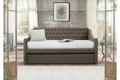 Luxe Brown Twin Upholstered Daybed With Trundle 10 Luxe Brown Twin Upholstered Daybed With Trundle -Home Furniture 305498 brown fabric daybed room 85