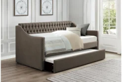 Luxe Brown Twin Upholstered Daybed With Trundle 11 Luxe Brown Twin Upholstered Daybed With Trundle -Home Furniture 305498 brown fabric daybed room 86