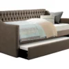 Luxe Brown Twin Upholstered Daybed With Trundle