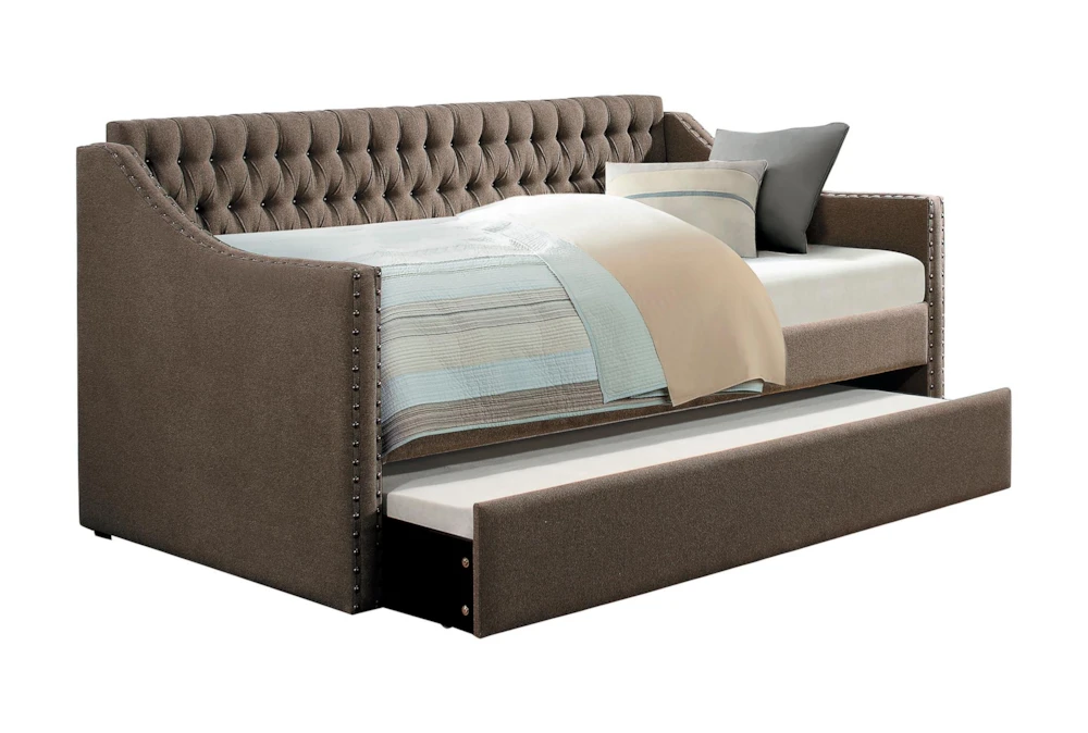 Luxe Brown Twin Upholstered Daybed With Trundle 1 Luxe Brown Twin Upholstered Daybed With Trundle