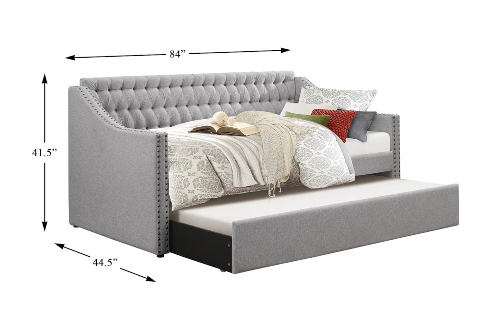 Luxe Grey Twin Upholstered Daybed With Trundle 2 Luxe Grey Twin Upholstered Daybed With Trundle - Image 2