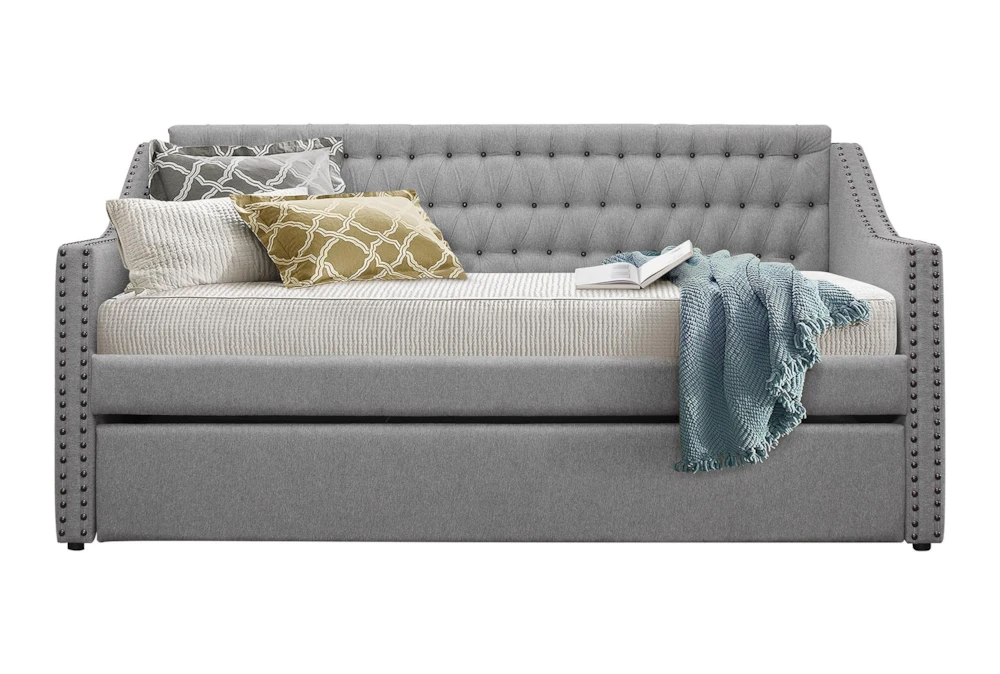Luxe Grey Twin Upholstered Daybed With Trundle 6 Luxe Grey Twin Upholstered Daybed With Trundle - Image 6