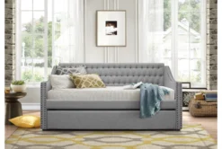 Luxe Grey Twin Upholstered Daybed With Trundle 9 Luxe Grey Twin Upholstered Daybed With Trundle -Home Furniture 305502 grey fabric daybed room 85