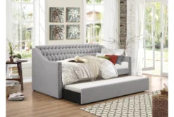 Luxe Grey Twin Upholstered Daybed With Trundle 10 Luxe Grey Twin Upholstered Daybed With Trundle -Home Furniture 305502 grey fabric daybed room 86