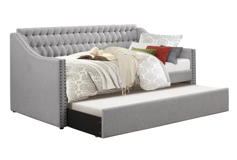 Luxe Grey Twin Upholstered Daybed With Trundle 1 Luxe Grey Twin Upholstered Daybed With Trundle