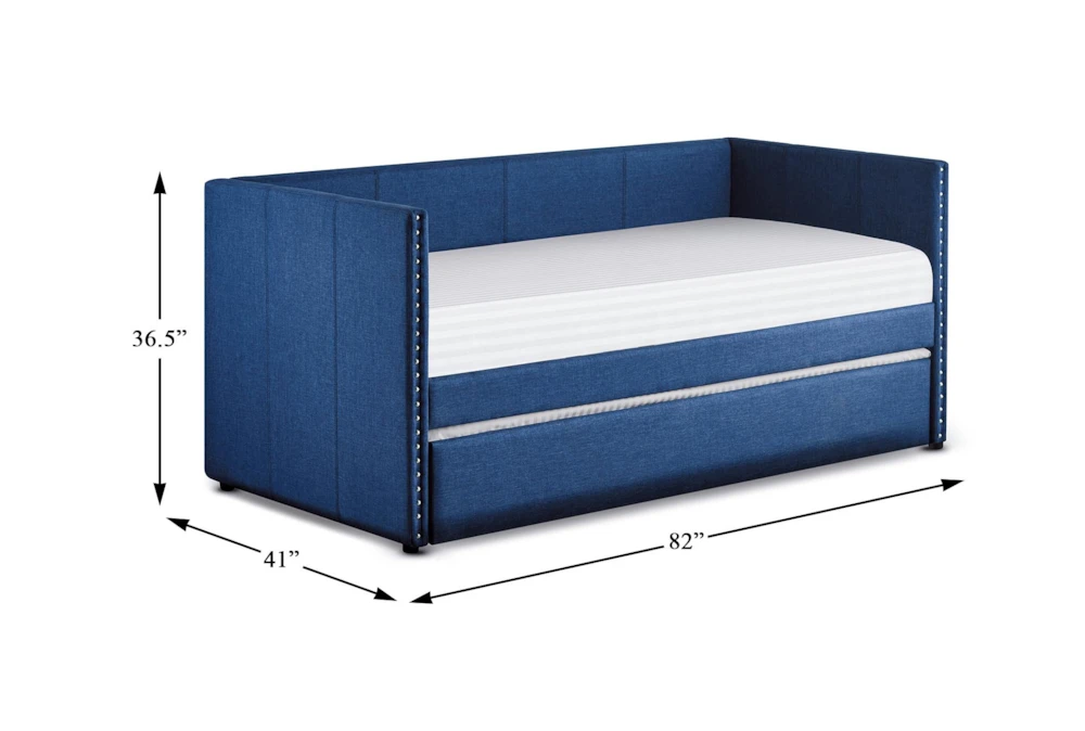 Tulney Blue Twin Upholstered Daybed With Trundle 8 Tulney Blue Twin Upholstered Daybed With Trundle - Image 8
