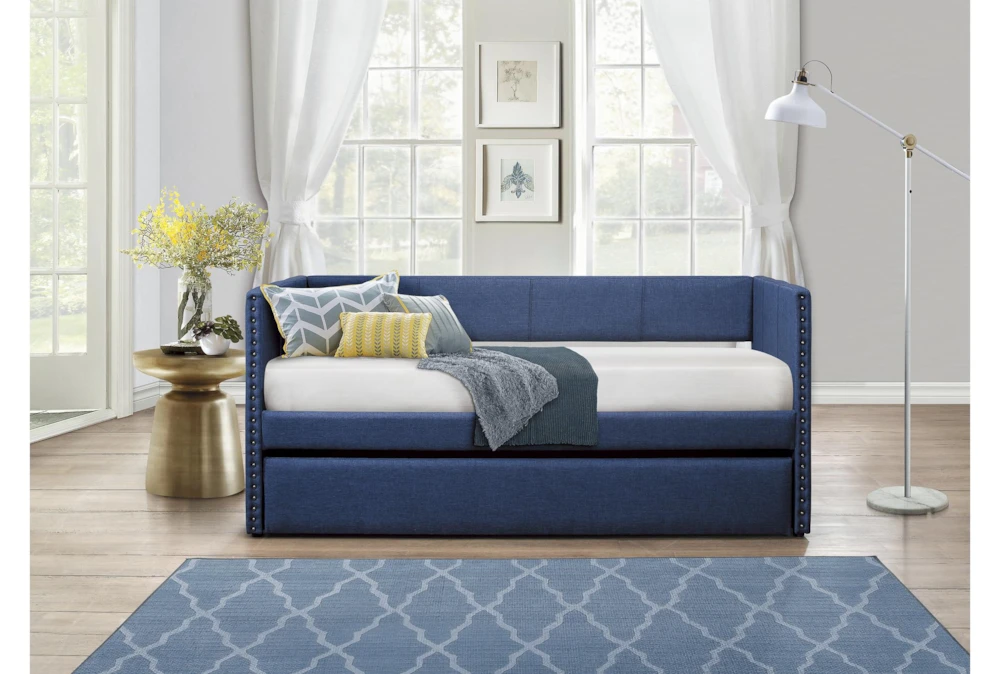 Tulney Blue Twin Upholstered Daybed With Trundle 14 Tulney Blue Twin Upholstered Daybed With Trundle - Image 14