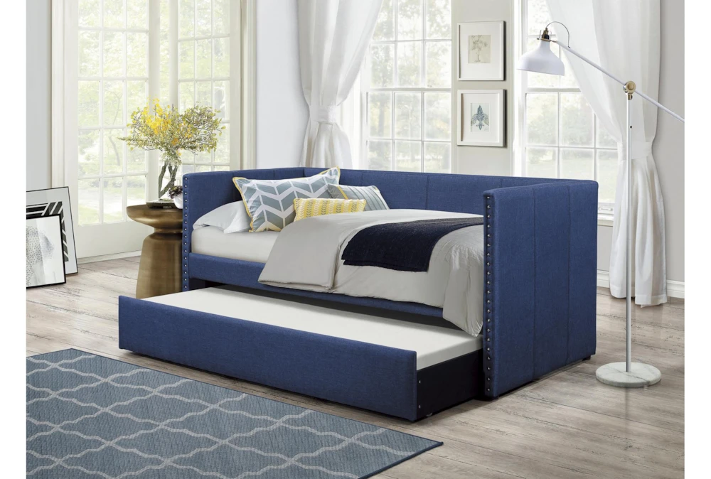 Tulney Blue Twin Upholstered Daybed With Trundle 15 Tulney Blue Twin Upholstered Daybed With Trundle - Image 15