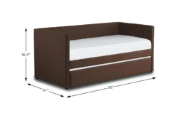Tulney Chocolate Twin Upholstered Daybed With Trundle -Home Furniture 305509 brown fabric daybed detail 44