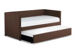 Tulney Chocolate Twin Upholstered Daybed With Trundle -Home Furniture 305509 brown fabric daybed side 14