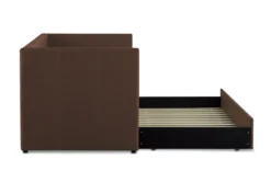 Tulney Chocolate Twin Upholstered Daybed With Trundle -Home Furniture 305509 brown fabric daybed side 16