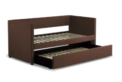 Tulney Chocolate Twin Upholstered Daybed With Trundle -Home Furniture 305509 brown fabric daybed side 18