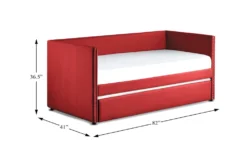 Tulney Red Twin Upholstered Daybed With Trundle -Home Furniture 305515 red fabric daybed detail 44
