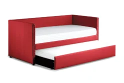 Tulney Red Twin Upholstered Daybed With Trundle -Home Furniture 305515 red fabric daybed side 14