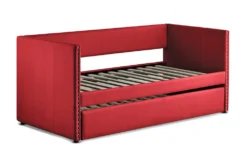 Tulney Red Twin Upholstered Daybed With Trundle -Home Furniture 305515 red fabric daybed side 17