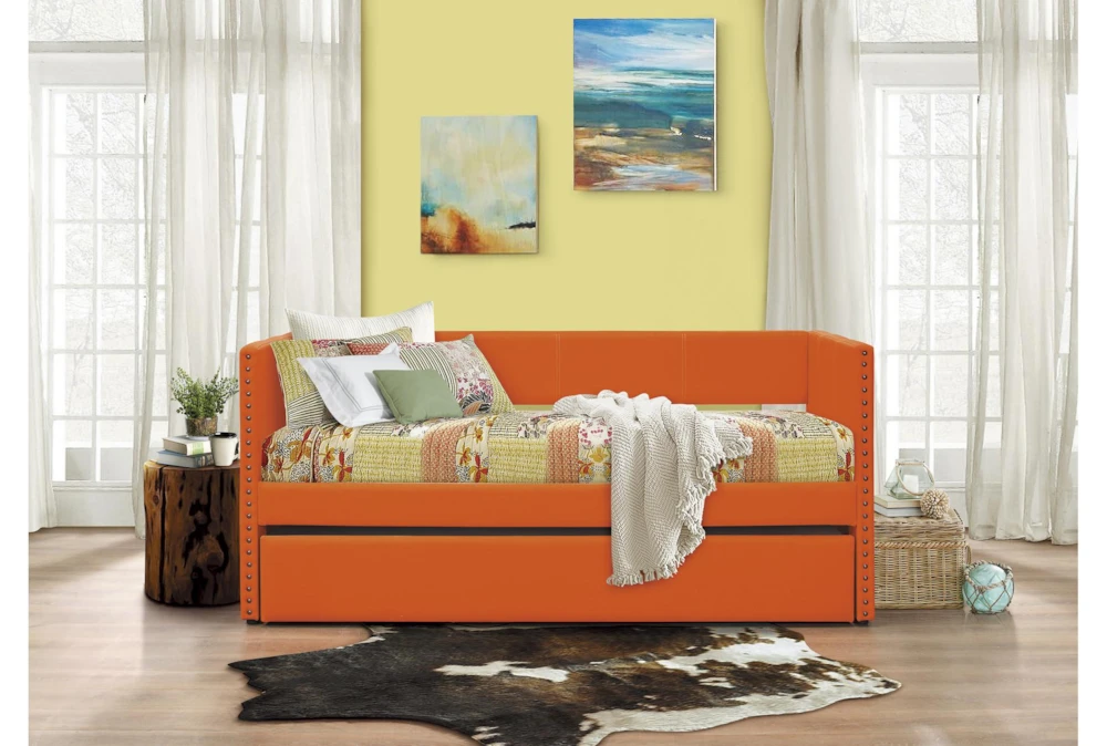 Tulney Orange Twin Upholstered Daybed With Trundle 10 Tulney Orange Twin Upholstered Daybed With Trundle - Image 10