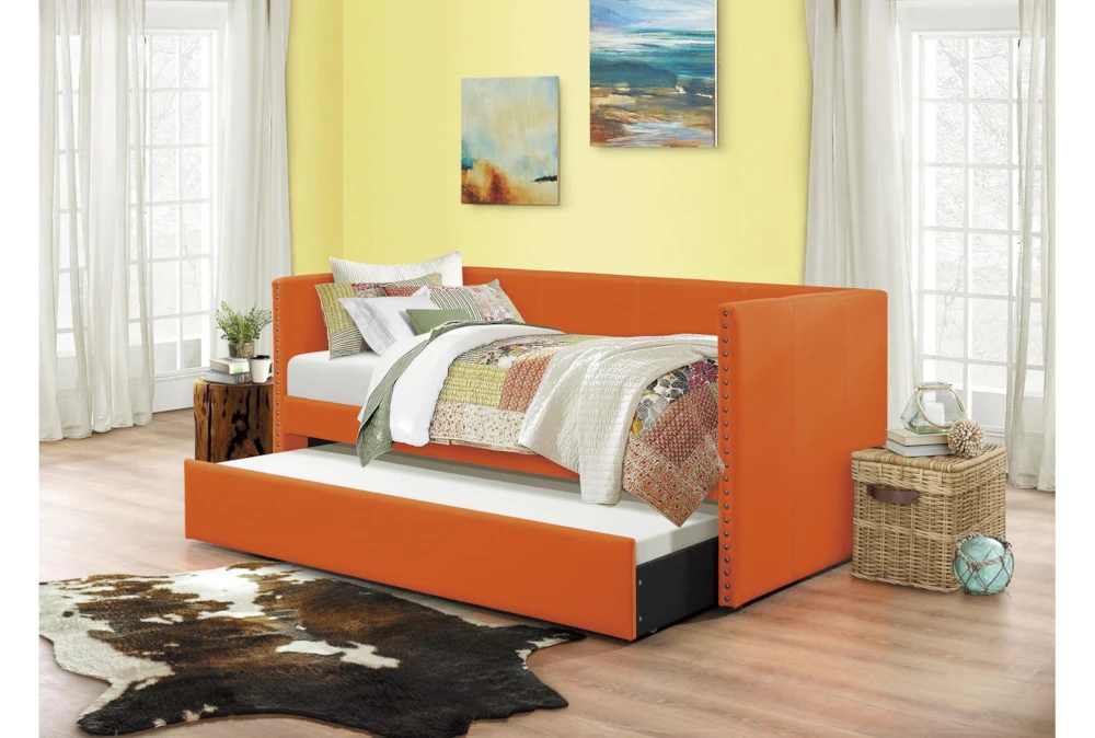 Tulney Orange Twin Upholstered Daybed With Trundle 11 Tulney Orange Twin Upholstered Daybed With Trundle - Image 11
