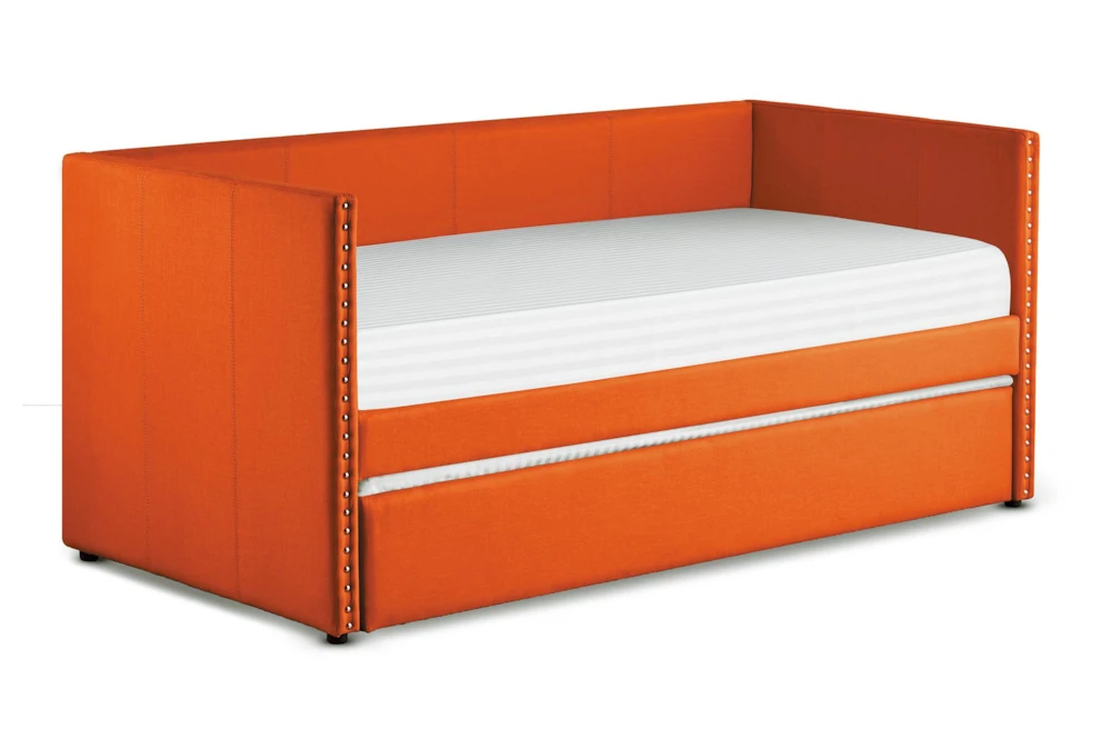 Tulney Orange Twin Upholstered Daybed With Trundle 1 Tulney Orange Twin Upholstered Daybed With Trundle