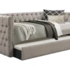 Sutton Light Grey Twin Upholstered Daybed With Trundle
