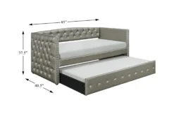 Joan Twin Daybed With Trundle -Home Furniture 305533 silver fabric daybed detail 44