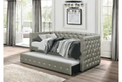 Joan Twin Daybed With Trundle -Home Furniture 305533 silver fabric daybed room 86