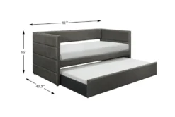 Meyer Twin Upholstered Daybed With Trundle -Home Furniture 305536 grey fabric daybed detail 44 1