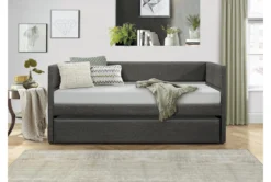 Meyer Twin Upholstered Daybed With Trundle -Home Furniture 305536 grey fabric daybed room 85