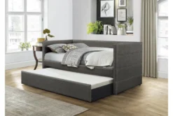 Meyer Twin Upholstered Daybed With Trundle -Home Furniture 305536 grey fabric daybed room 86 1