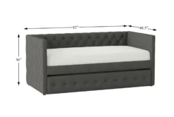 Claiborne Twin Upholstered Daybed With Trundle -Home Furniture 305540 grey fabric daybed detail 44